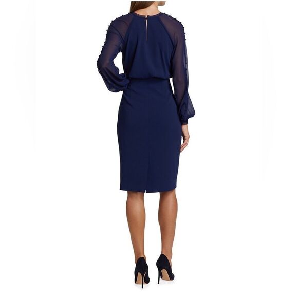 Badgley Mischka Blouson Button-Sleeve Dress size 4 - Picture 3 of 13